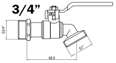 deante 3/4 Inch Garden Tap Patio Ball Valve Lever Type Handle Replacement Brass