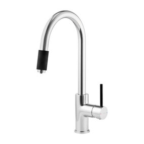 Deante Aster Swan Neck 3 Way Filtered Water Tap in Chrome & Black