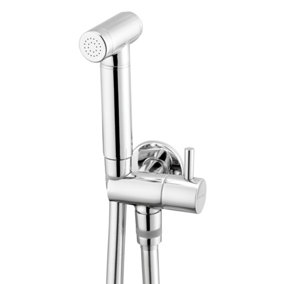 deante Chrome Finished Brass Bidet Tap Expendable Handle 1.5m Hose Angled Connection