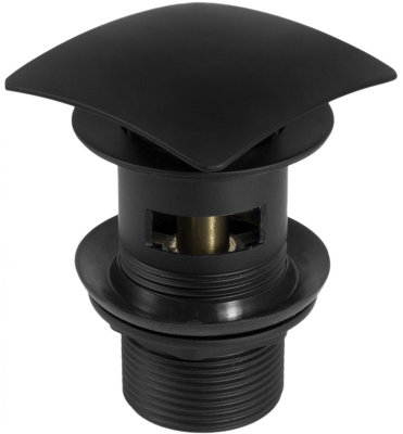 deante Click-Clack Slotted Square Push Button Waste Plug Sink Basin Black Powder Coated