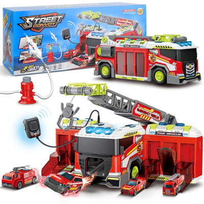 deAO 2-in-1 Transformable Fire Truck Toy for Kids Interactive Fire ...