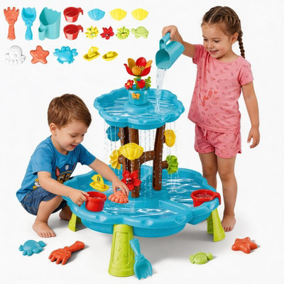 Water Play Table Outdoor Garden Toys with Waterfall Flower Toys Summer Beach Sandpit image 1