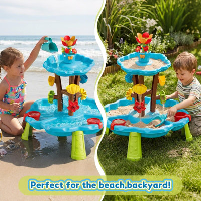 Water Play Table Outdoor Garden Toys with Waterfall Flower Toys Summer Beach Sandpit image 2