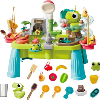 deAO Sand Water Table Toy for Toddlers with Faucet Floating Fishing ...