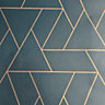 Debona Apex Lines Black & Copper Geometric Wallpaper 5024
