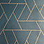 Debona Apex Lines Black & Copper Geometric Wallpaper 5024