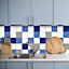 Debona Blue White Dotty Tiled Wallpaper Modern Contemporary Kitchen Bathroom