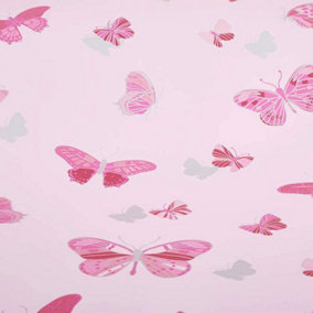 Debona Butterfly Pink Metallic Silver Flat & Smooth Spongeable Wallpaper 20001