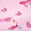 Debona Butterfly Pink Metallic Silver Flat & Smooth Spongeable Wallpaper 20001