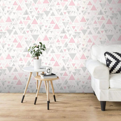 Debona Chantilly Geometric Pink Wallpaper 5013