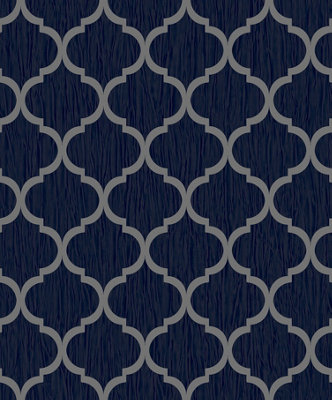 Debona Crystal Trellis Navy Wallpaper 8894