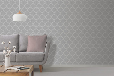 Debona Crystal Trellis Silver Wallpaper 8897