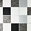 Debona Dotty Tiles Black & Silver Wallpaper 2670