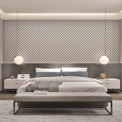 Debona Fabric Touch Geometric Diamond Wallpaper Black Grey 9112 | DIY ...