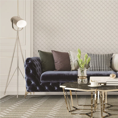 Debona Fabric Touch Geometric Diamond Wallpaper Silver Grey 9113 | DIY ...