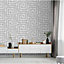 Debona Geometric Greek Key Marble Silver Washable Luxury Wallpaper 4020