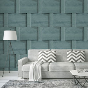 Debona Harrow Wood Panel Wallpaper Green 6736