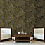 Debona Heavyweight Liquid Marble Embossed Black / Gold  Washable Wallpaper 6362