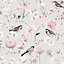Debona Limoges Floral Birds Robin Flowers Nature Animals Wallpaper Feature Wall Beige Cream 5032