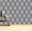 Debona Luxury Crystal Damask Black & Silver Wallpaper 9032