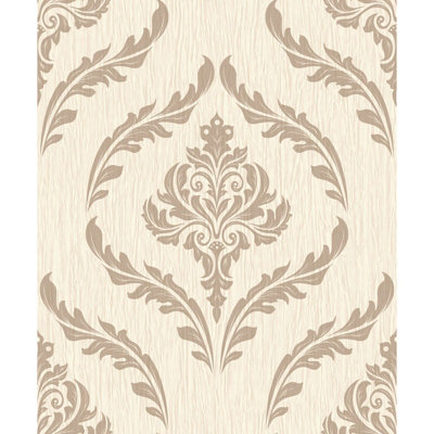 Debona Luxury Crystal Damask Ivory & Gold Wallpaper 9030