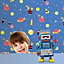 Debona Space Planets Rockets Kids & Boys Blue Spongeable Wallpaper 20006