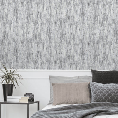 Debona Tabritz Silver Metallic Industrial Wallpaper 2100