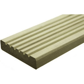 Deck Boards Softwood Green Treated Smooth and Grooved on Reverse 28x120mm 3.6m 1 bundle (4pieces)