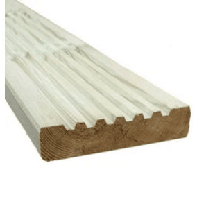 Deck Boards Softwood Green Treated Smooth and Grooved on Reverse 28x120mm 4.2m 1 piece