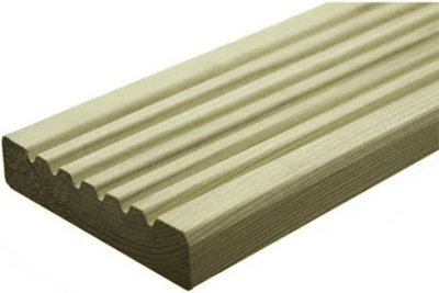 Deck Boards Softwood Green Treated Smooth and Grooved on Reverse 28x120mm 4.8m 1 bundle (4pieces)