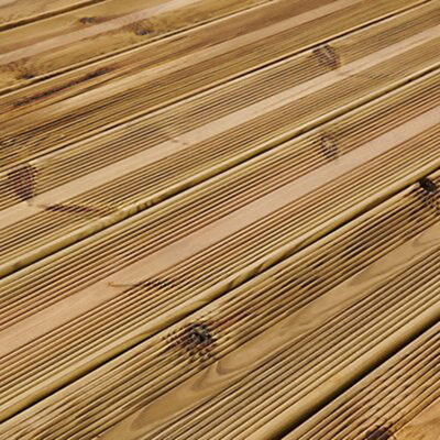 Deck Boards Softwood Green (Wide) Smooth, Reeded and flat on Reverse 28x145mm 1 Bundle (4Pieces) 3.0m