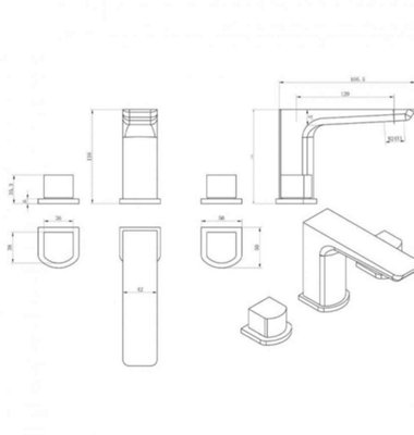 Deck Mounted 3 Hole Bath Filler Tap Chrome - 3