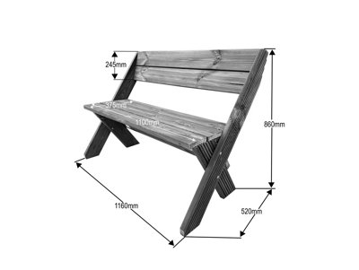 DeckFusion wooden garden bench (natural finish)