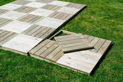 Decking Kit 3m (3 Frames and 12 Tiles) - Timber - L6.5 x W100 x H100 cm