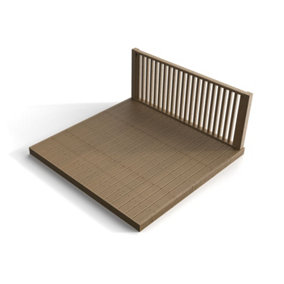 Decking kit with one side balustrade, (W) 2.4m x (L) 2.4m, Rustic brown finish