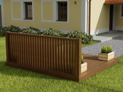 Decking kit with one side balustrade, (W) 4.2m x (L) 4.2m, Rustic brown finish