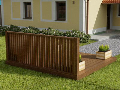 Decking kit with one side balustrade, (W) 4.8m x (L) 4.8m, Rustic brown finish