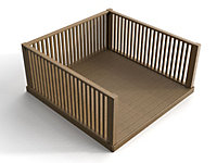 Decking kit with three side balustrade, (W) 1.8m x (L) 1.8m, Rustic brown finish