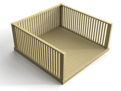 Decking kit with three side balustrade, (W) 1.8m x (L) 1.8m