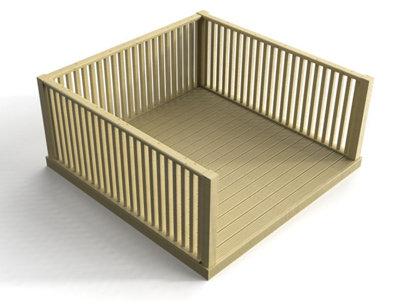 Decking kit with three side balustrade, (W) 2.4m x (L) 2.4m