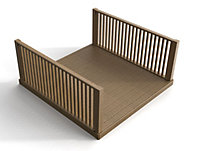 Decking kit with two side balustrade, (W) 3.6m x (L) 3.6m, Rustic brown finish
