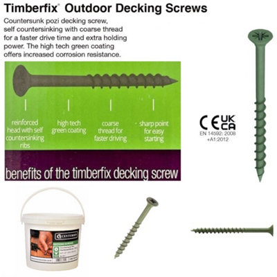 4.5mm) GREEN COATED DECKING SCREWS LANDSCAPE FENCING EXTERIOR WOOD