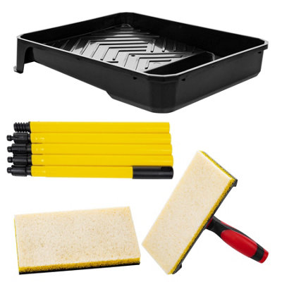Decking Stain Paint Pad Applicator Kit Long Handles Oil Painting Tray for Fence