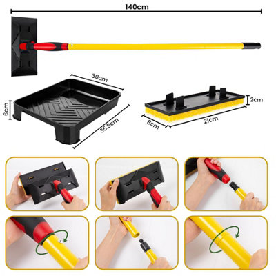 Decking Stain Paint Pad Applicator Kit Long Handles Oil Painting Tray for Fence - 5