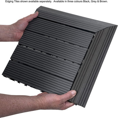 Decko Pack of 10 Black Composite Interlocking Tiles 30cm x 30cm - 3
