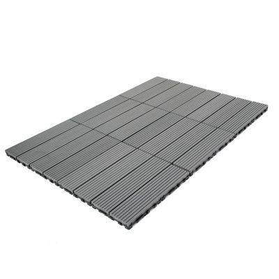 Decko Pack of 10 Grey Composite Decking Interlocking Tiles 30cm x 30cm