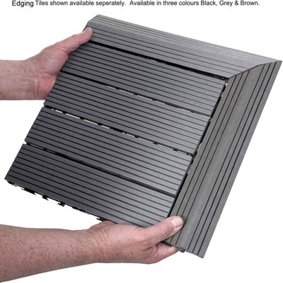 Decko Pack of 10 Grey Composite Decking Interlocking Tiles 30cm x 30cm - 3