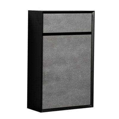 Declan Black & Concrete Back to Wall Toilet WC Unit (W)500mm (H)790mm