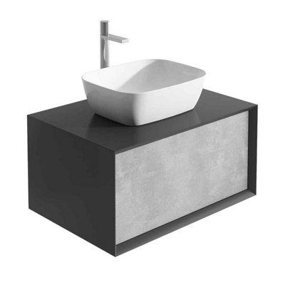 Declan Black & Concrete Wall Mounted Vanity Unit & Basin Set (W)800mm (H)400mm