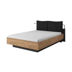 Deco Contemporary Ottoman Bed Frame EU King Size Golden Oak Effect & Anthracite (L)2270mm (H)1060mm (W)1800mm